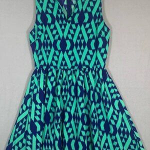 Everly Aztec Dress Ladies size Large Mini Blue Green